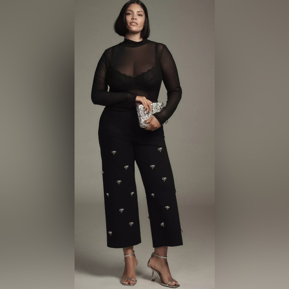 NEW - Anthropologie Elegant Black Embellished Women's Pants- Size 24W